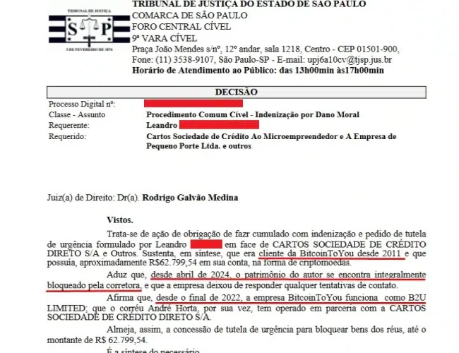 Investidor brasileiro de Bitcoin desde 2011 processa corretora por bloqueio de saques